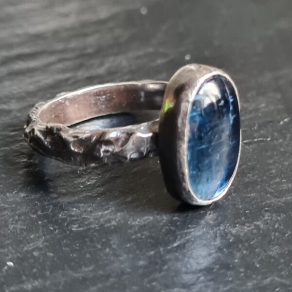 Blauer Kyanit Ring Silber 925 Oxidiert