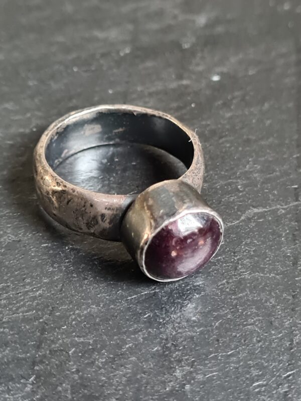 Katzenauge Granat Ring Silber