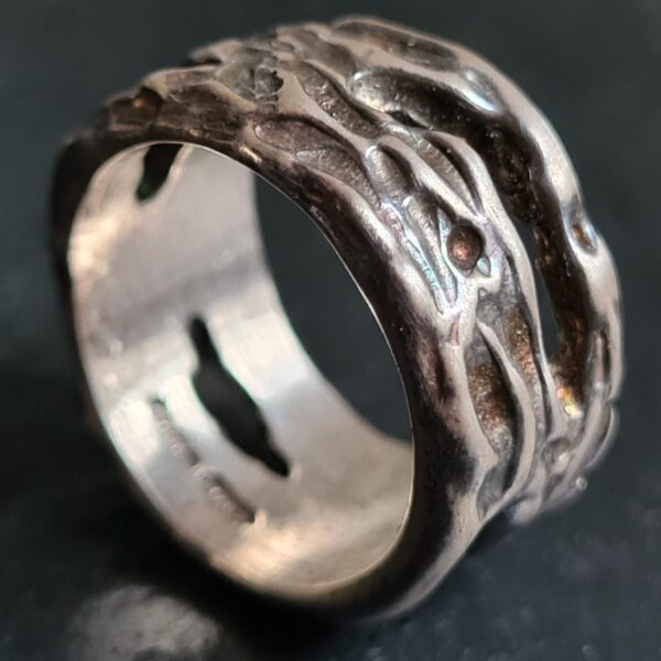 geschnitzter breiter Silber Ring Unikat