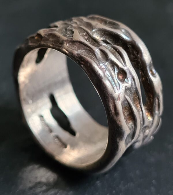 geschnitzter breiter Silber Ring Unikat